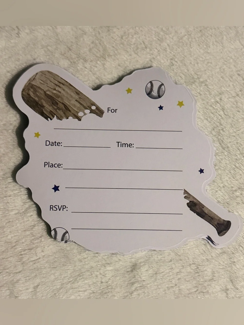 20 Fill-in Baseball Party Invitation Cards with Envelopes